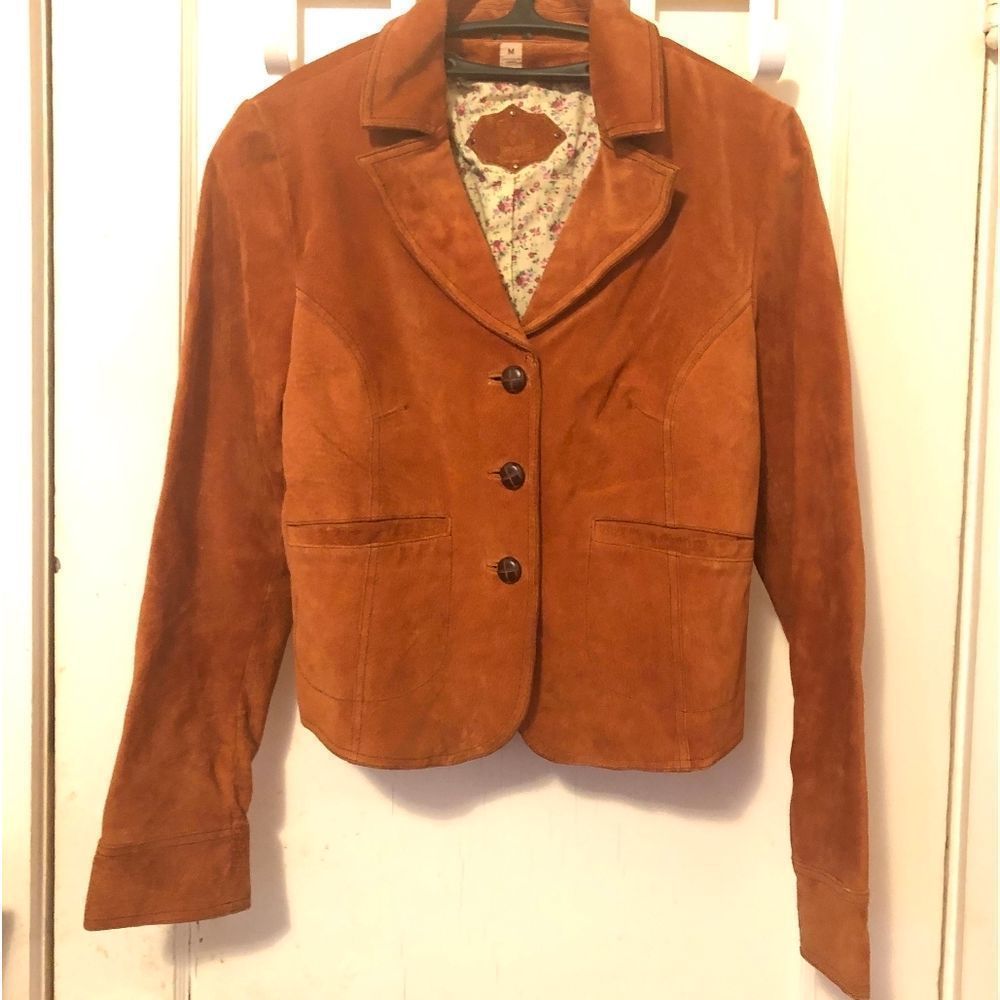Wilson's leather rust orange suede blazer jacket